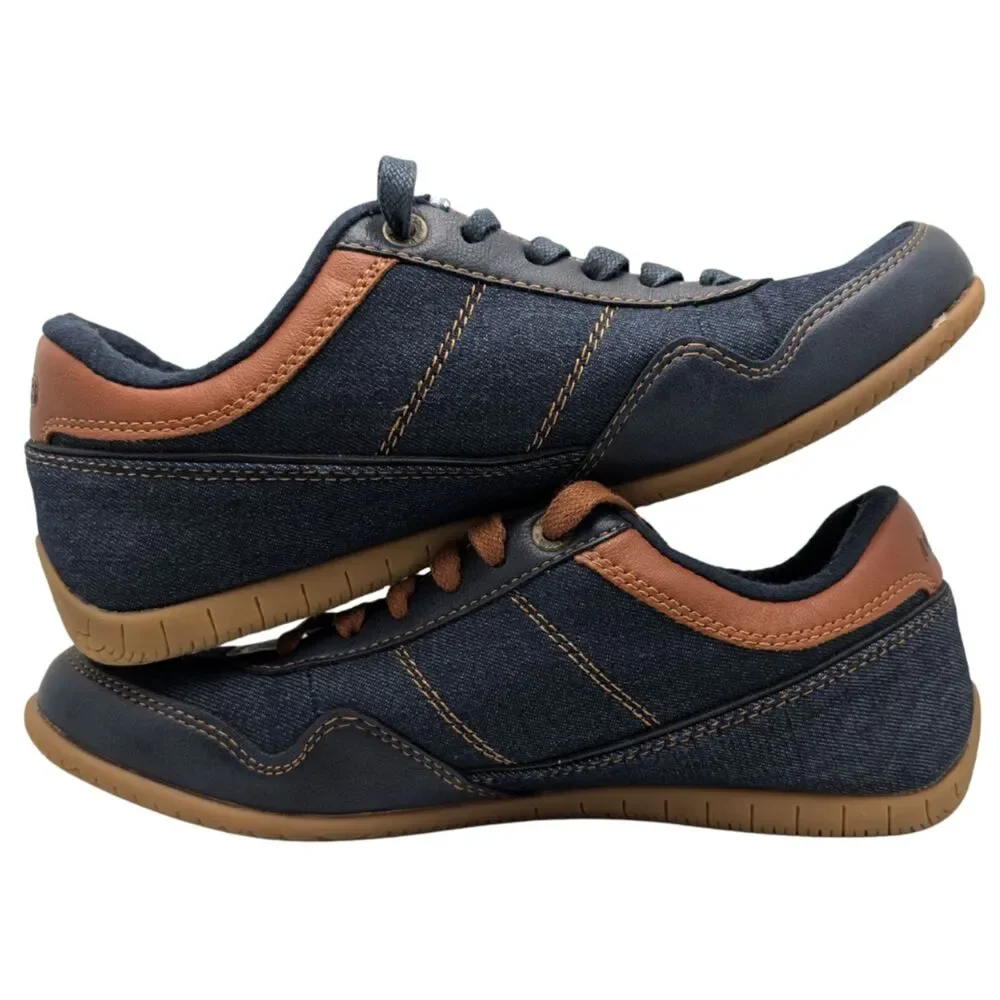 Levi's Navy Blue Tan Canvas Sneaker Size Mens 9